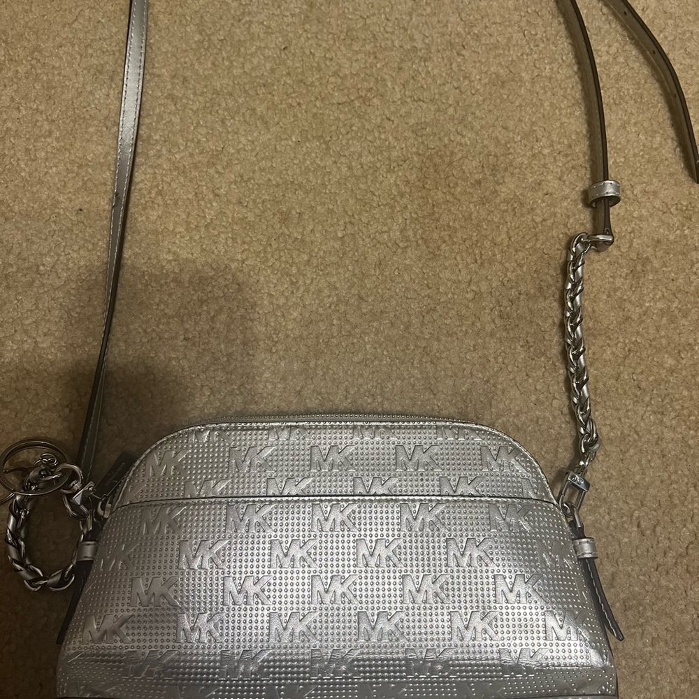 Michael Kors Silver Quilted Crossbody Bag